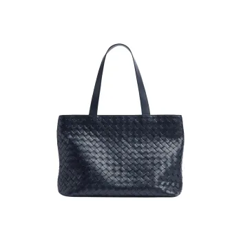 Bottega Veneta Calfskin Tote Bag Shopping Bag Handbag Small Size Men's Space Blue