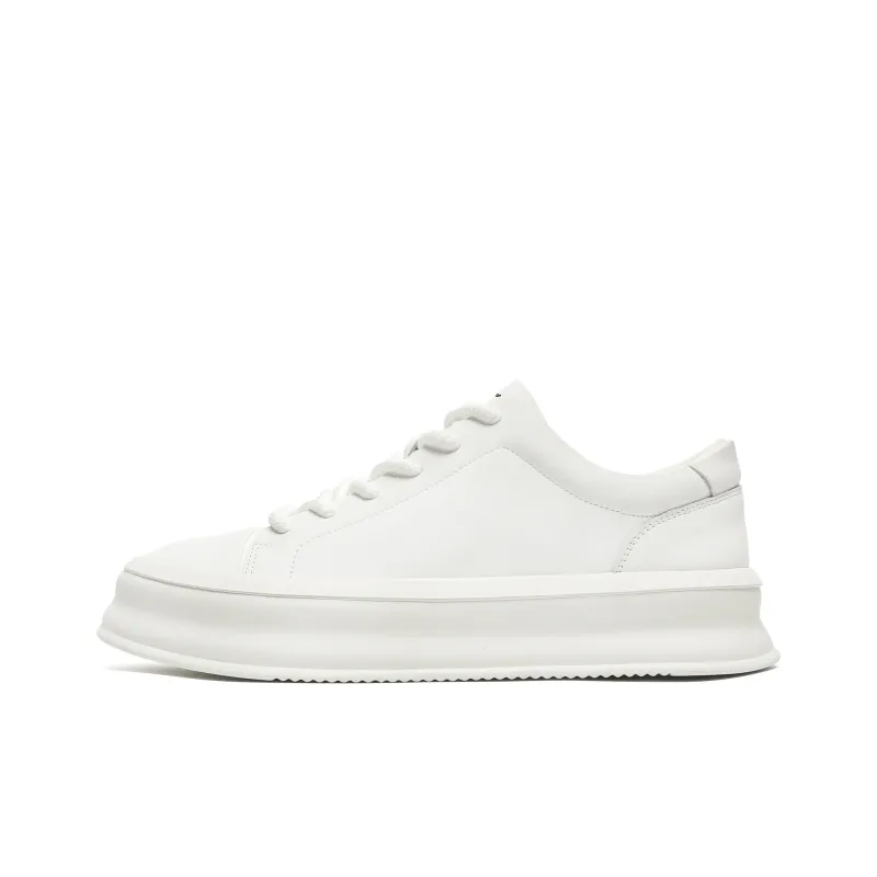 BUFFALO BOUND Small White Shoes Anti Slip Wear Resistant Low Top Skateboard Shoes Men's White-1