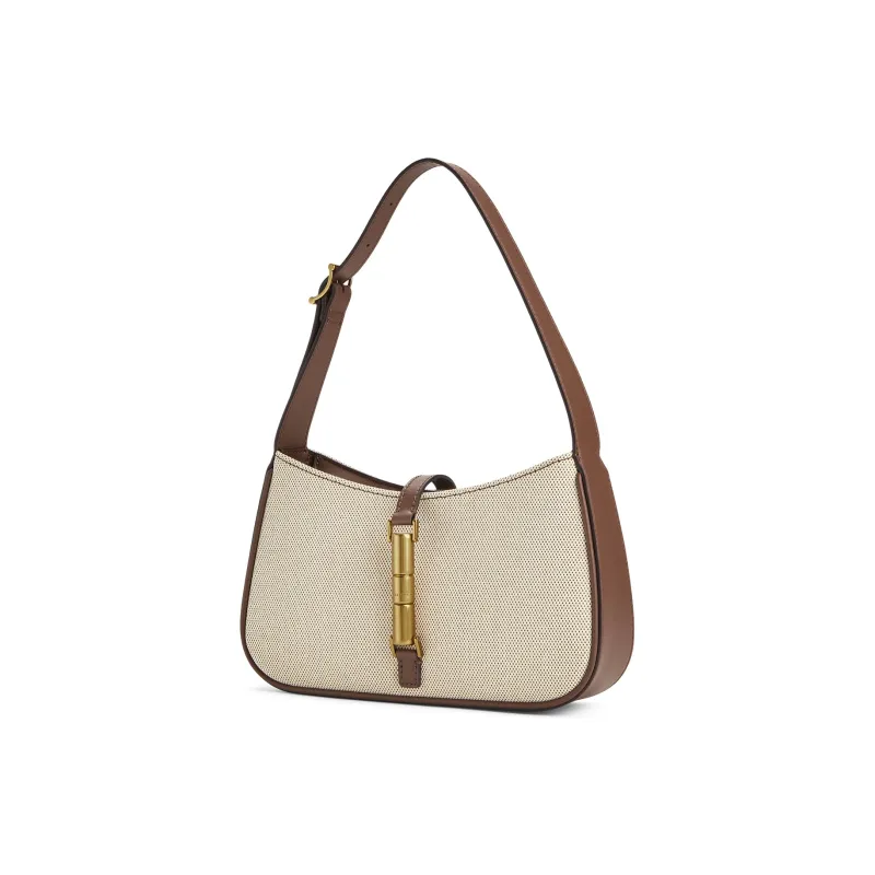 CHARLES&KEITH Fabric Shoulder Bag Medium Size Women's Chocolate-1