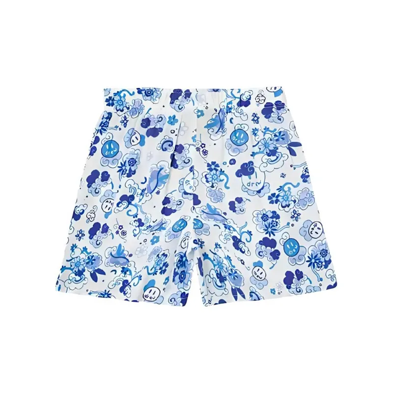 Drew House Smiley Collection Casual Shorts Unisex Danube Blue-1