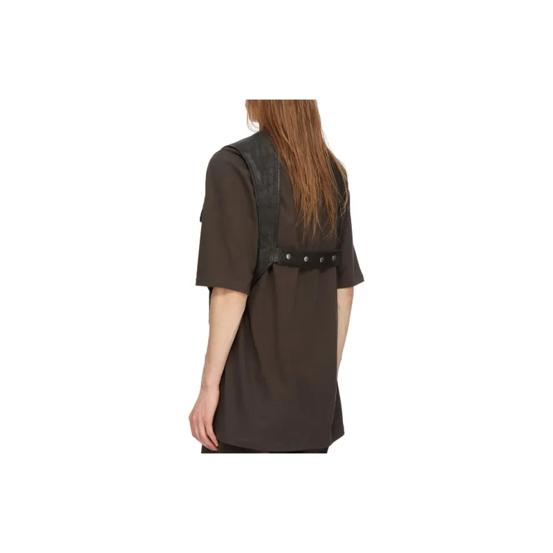 RICK OWENS Leather V neck Gilet-1