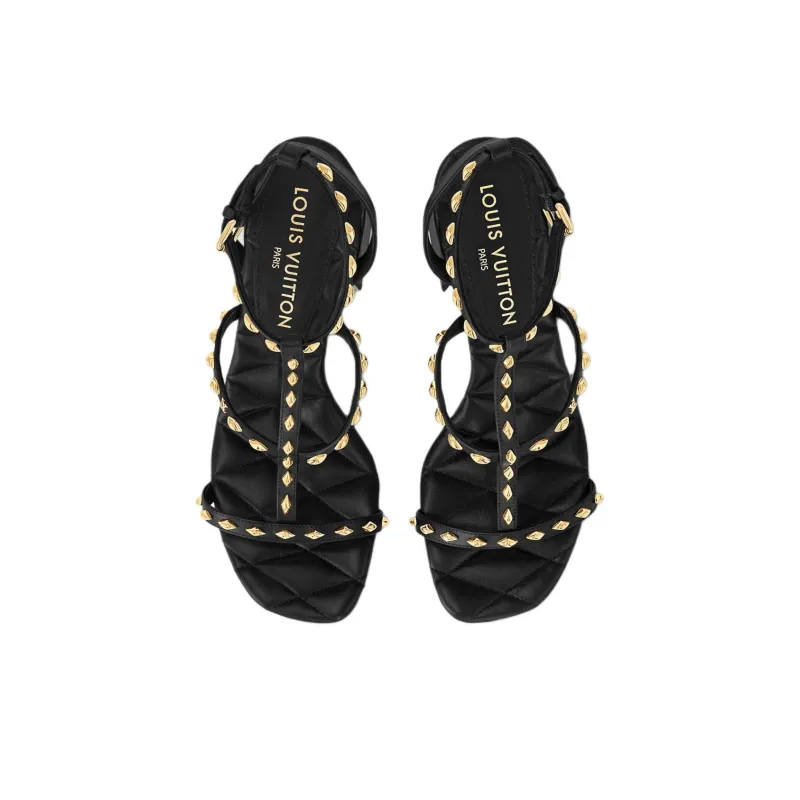 LOUIS VUITTON Celeste Strap Sandals 8.5cm Women's Black-4