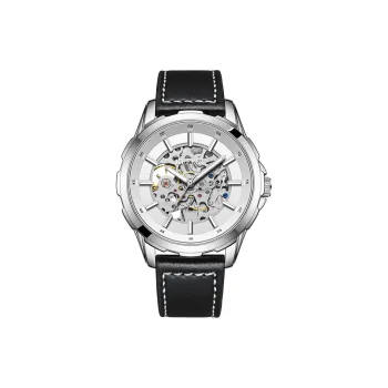 KUERST Automatic Mechanical Movement Genuine Leather Strap Watch Men's Watches White Dial