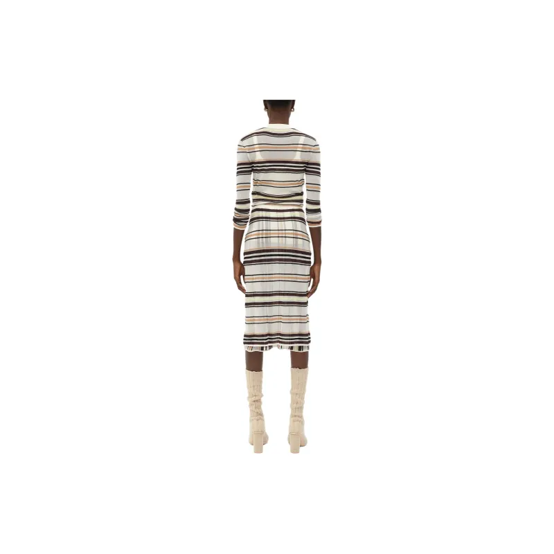 Bottega Veneta Striped Layered Skirt 'Dove/Yellow/Nude'-1