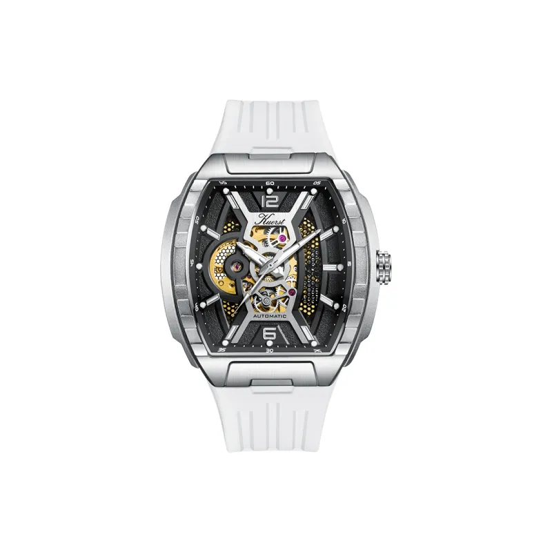 KUERST Automatic Mechanical Movement Rubber Strap Watch Men's Watches Black Dial-5
