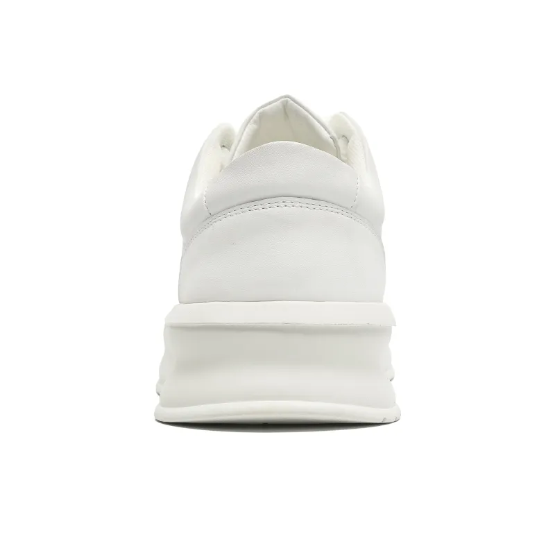 BUFFALO BOUND Small White Shoes Anti Slip Wear Resistant Low Top Skateboard Shoes Men's White-4