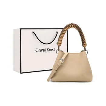 Simvay Clos Cow Split Leather Shoulder Bag Crossbody Bag Bucket Bag Small Size Women's Swiss Almond