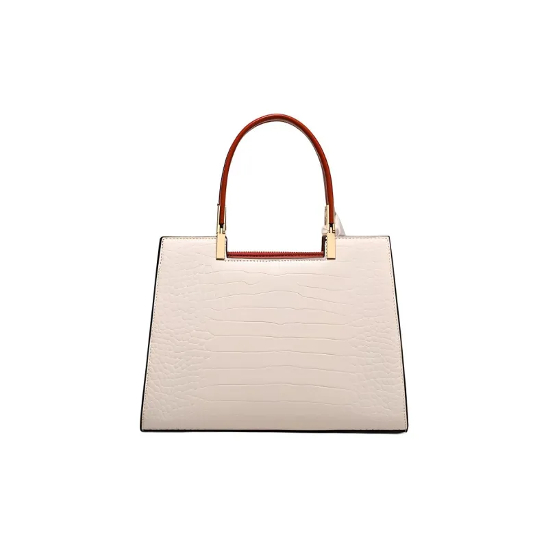 C°BANNER Split Cow Leather With Synthetic Leather Tote One Shoulder Handbag Tubas Women's Apricot-5