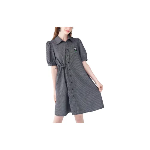 A02 Short-Sleeved Dresses Women's Black/White Small Hidden Compartment