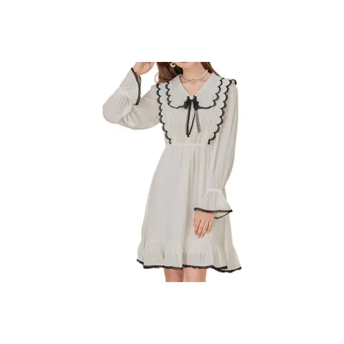 Artka Long-Sleeved Dresses Women's Falling Snow White