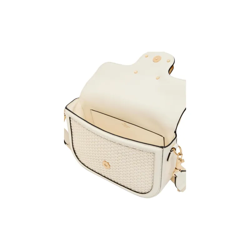 Valentino Woven Patchwork Leather Portable Crossbody Bag Shoulder Bag Women's Ivory White-5