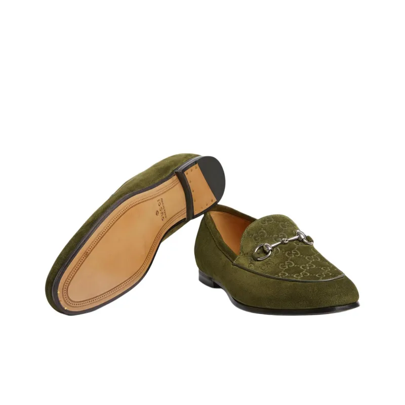 GUCCI Horsebit Loafer 'Dark Green Suede'-9