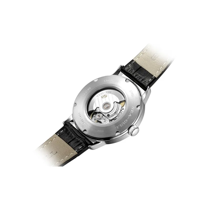 Sea Gull National Automatic Mechanical Movement Genuine Leather Strap Watch Men's Watches White Dial-2