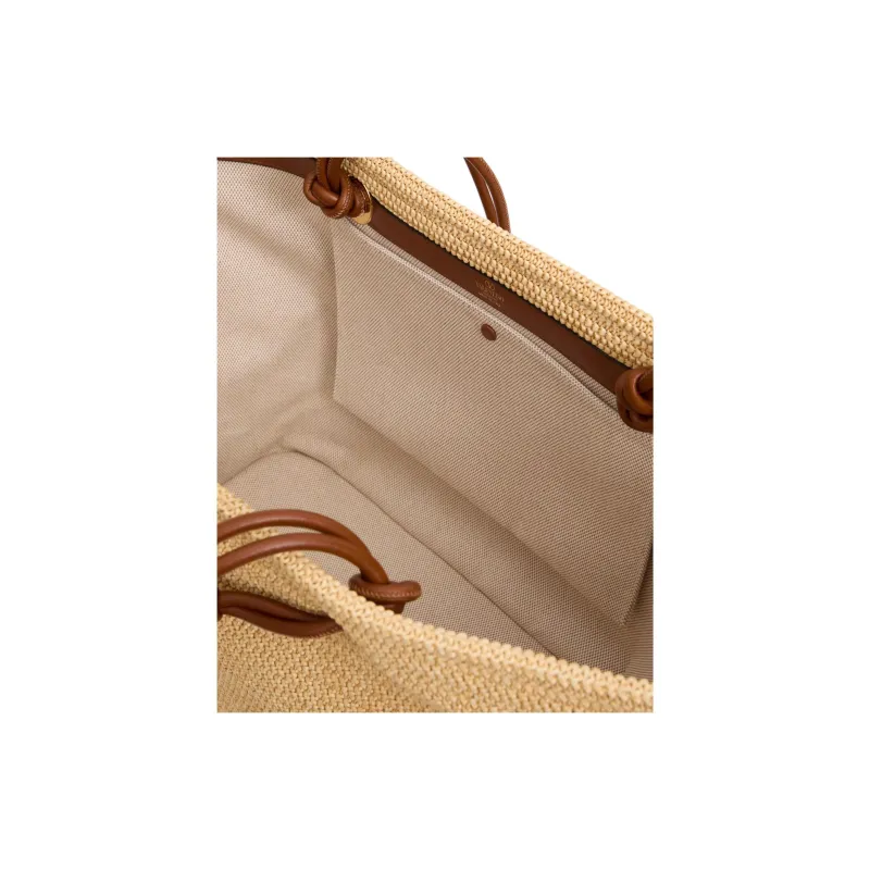 Valentino Raffia Tote Bag Shopping Bag Handbag Large Size Women's Natural-6