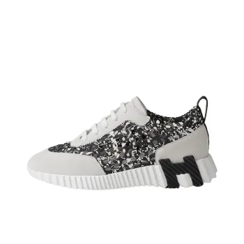 HERMES Bouncing Low Top Casual Shoes Women's Black White