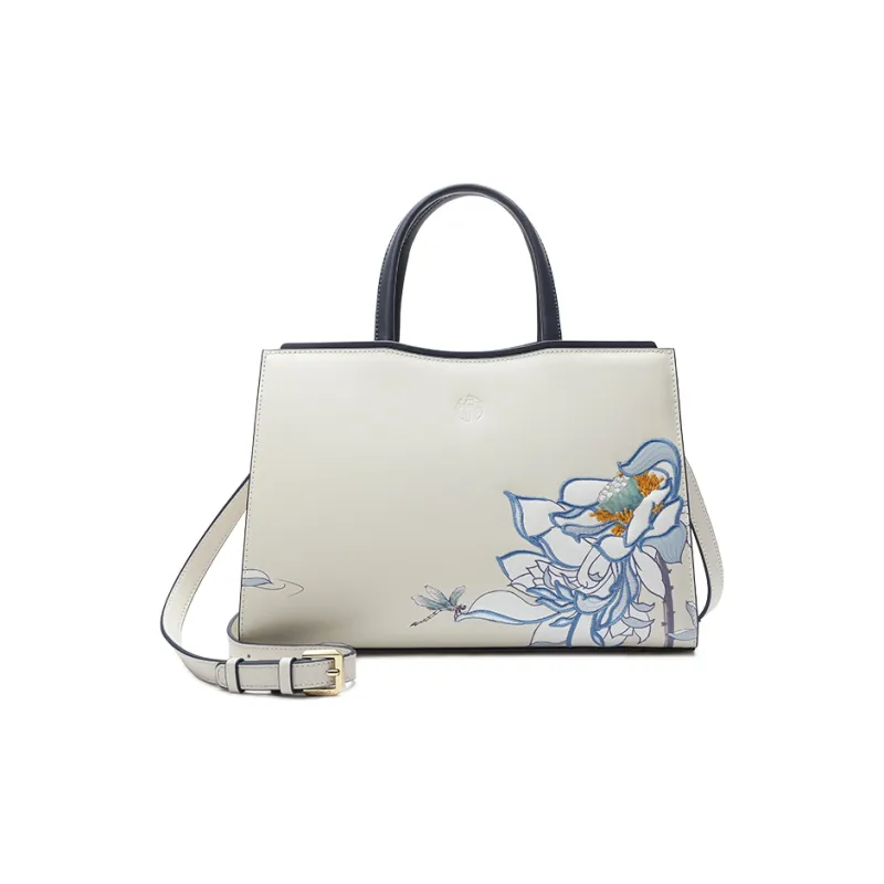 Ancient Yi Xi Cow Leather Elegant Mom Bag Cheongsam Handbag Women's White-0