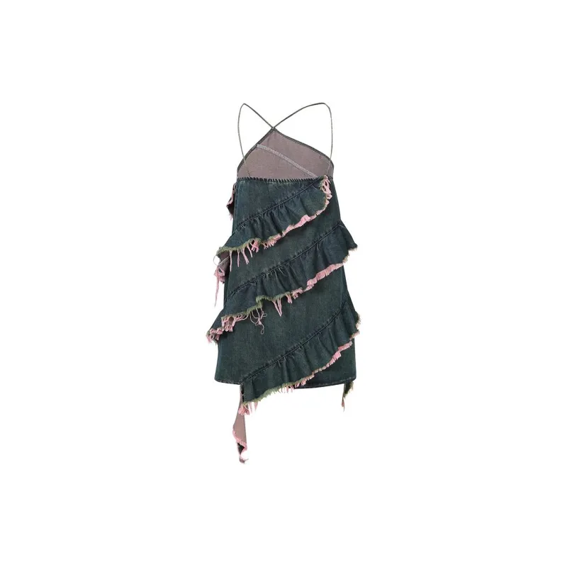 JAC FLEURANT Slip Dress Women's Blue Pink-1