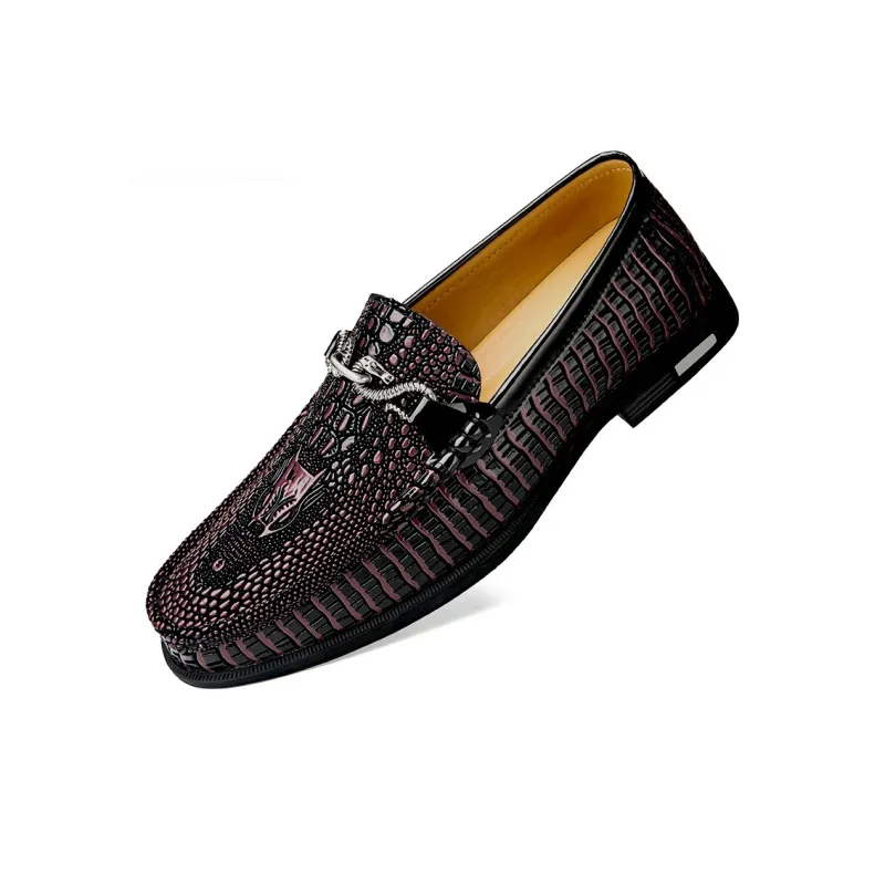 LAORENTOU Dress Shoes Men Low Top Black/Burgundy-5