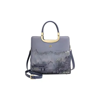 Ancient Yi Xi Cow Leather Cheongsam Shoulder Bag Crossbody Bag Handbag Women's Dark Blue