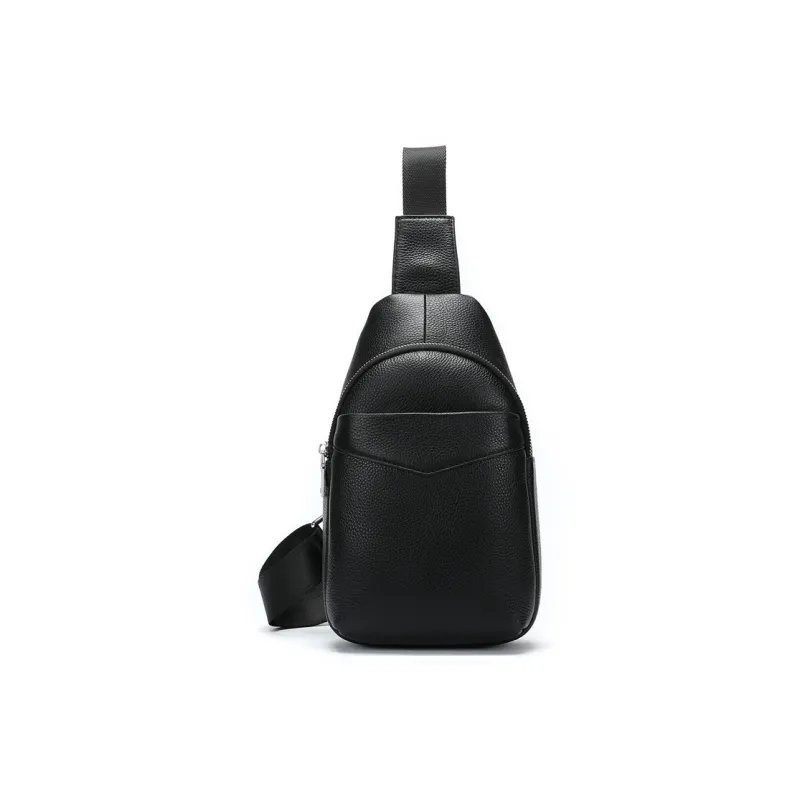 DOSRFINI Cow Leather Urban Minimalist Style Casual Water Repellent Sling Bag Men's-0