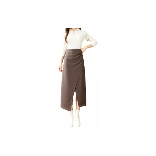 A paradise for awakening Casual Long Skirts Women's Coffee