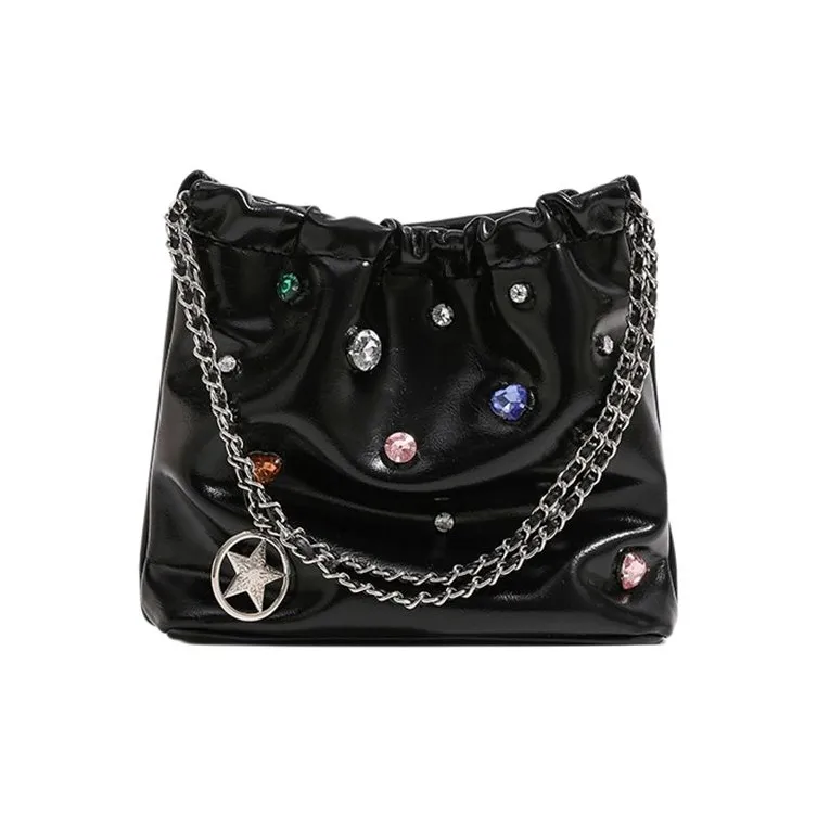 Carksky PU Crossbody Bag, Shoulder Bag Regular Women's Silver/Black-4
