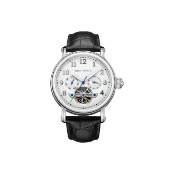 Sea Gull LE BRASSUS Collection Automatic Mechanical Movement Genuine Leather Strap Watch Men's Watches White Dial