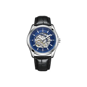 KUERST Automatic Mechanical Movement Genuine Leather Strap Men's Watches White Dial