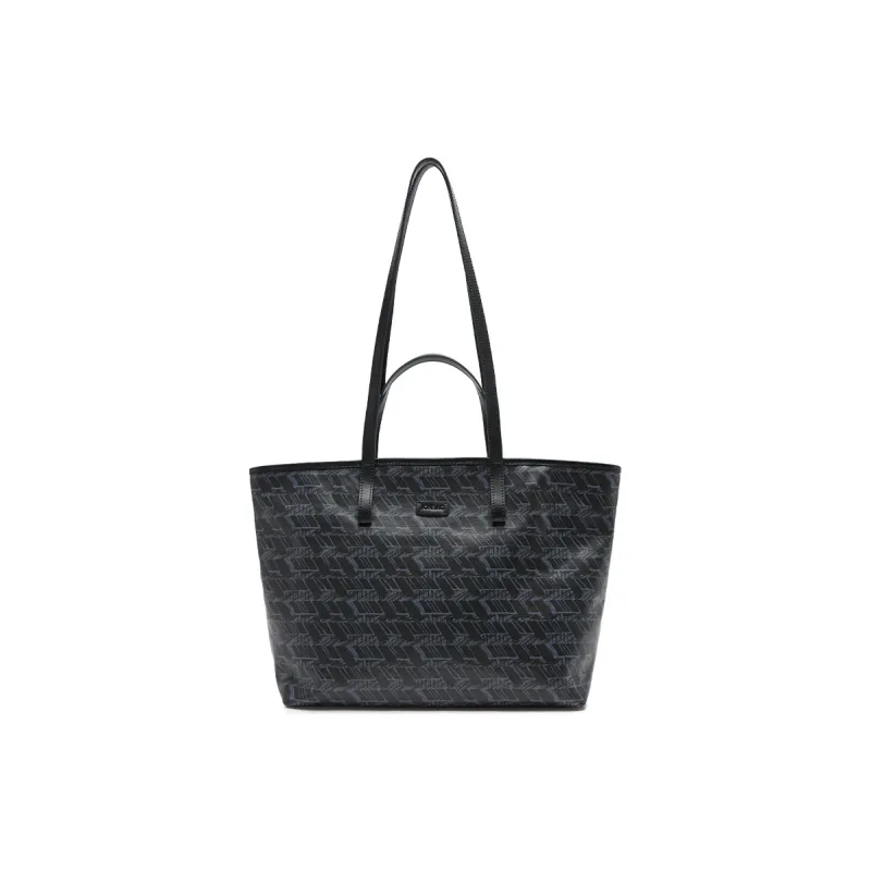 JONBAG Synthetic Leather Tote One Shoulder Handbag Large Size Women's Light Gray Blue/Black-1