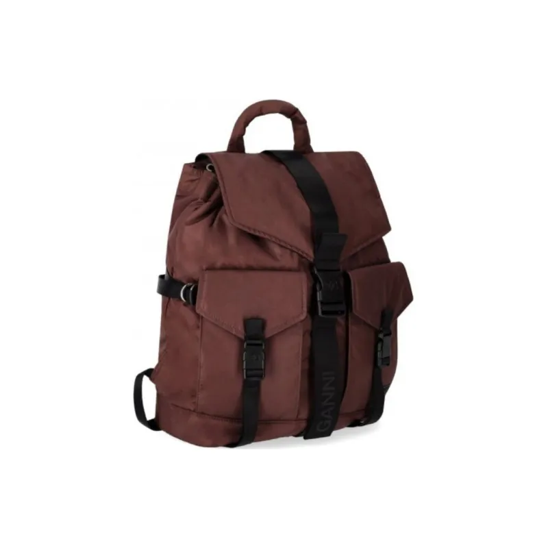 GANNI Recycled Polyester Backpack Women's Chocolate-1