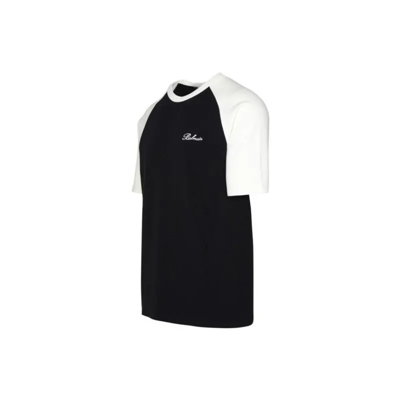 BALMAIN Round Neck Logo Embroidered T Shirt-2