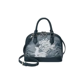 Ancient Yi Xi Cow Leather Robe Handbag Elegant Mom Bag Women's Cyanosis