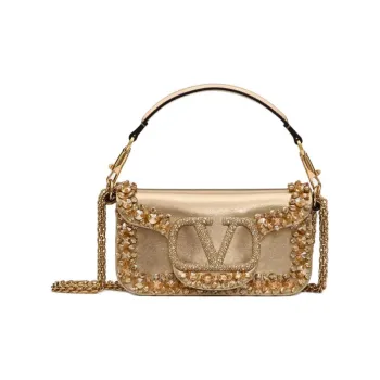 Valentino GARAVANILocò Embroidery Portable Crossbody Bag Shoulder Bag Small Size Women's Gold