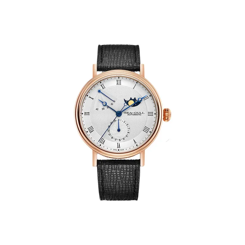 Sea Gull LE BRASSUS Automatic Mechanical Movement Genuine Leather Strap Watch Men's Watches White Dial-0