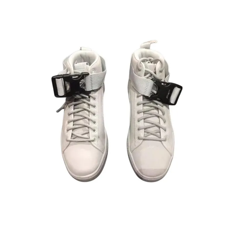 PUMA Suede Anti Slip Wear Resistant Mid Top Skateboard Shoes Unisex Gray-2