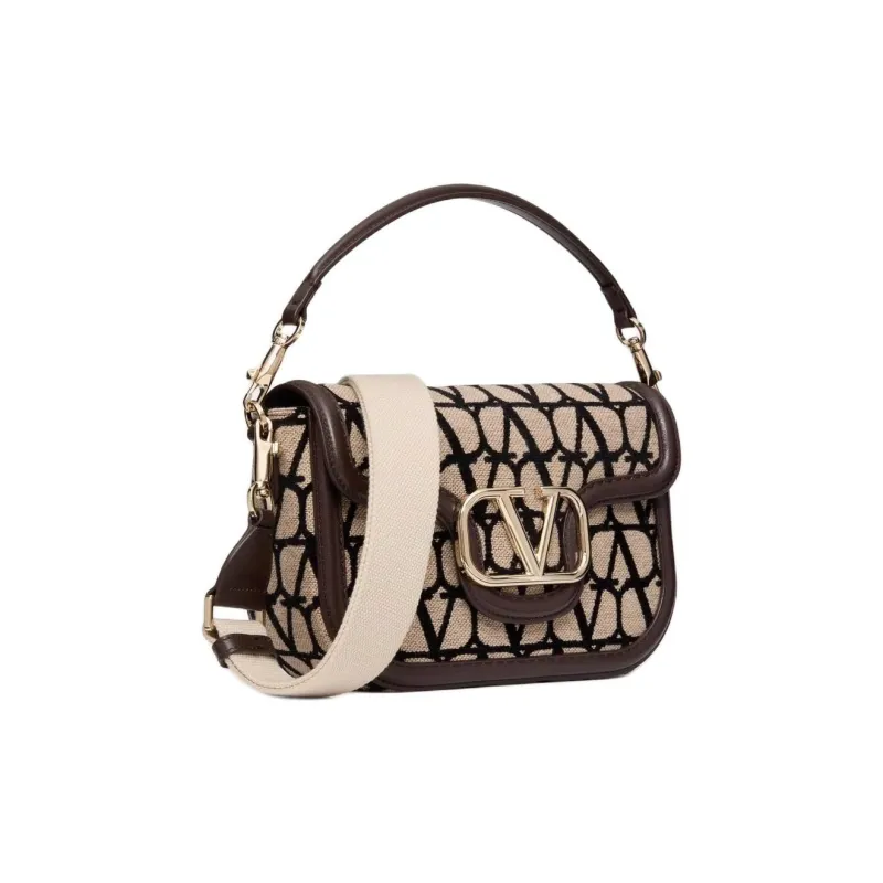 Valentino Leather Portable Crossbody Bag Shoulder Bag Women's Brown-1