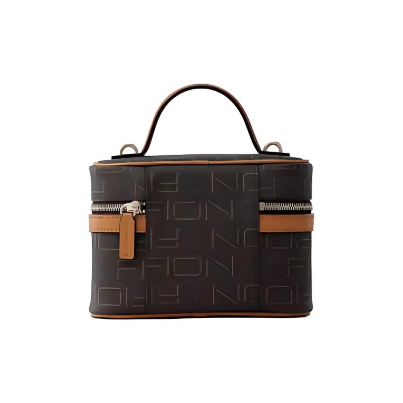 FION Artificial Leather Crossbody Bag, Shoulder Bag Medium Size Women's Dark Coffee Brown-1