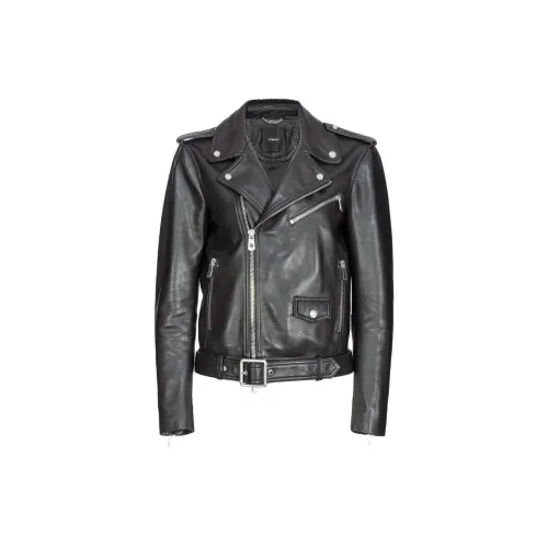 PINKO Zip-Up Belted Biker Jacket