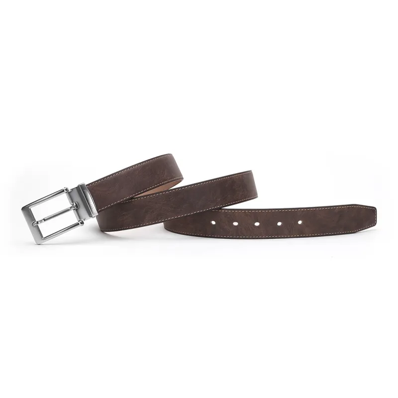 ELLE HOMME Pin Buckle Belt For Men Casual Vintage Trendy Cow Leather Belt Men's Black Width 3.4cm-6