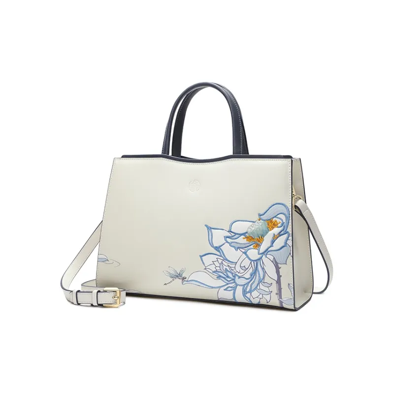 Ancient Yi Xi Cow Leather Elegant Mom Bag Cheongsam Handbag Women's White-1