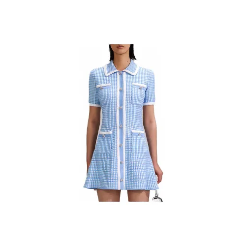 Self-portrait Short-Sleeved Dresses Women's Misty Blue