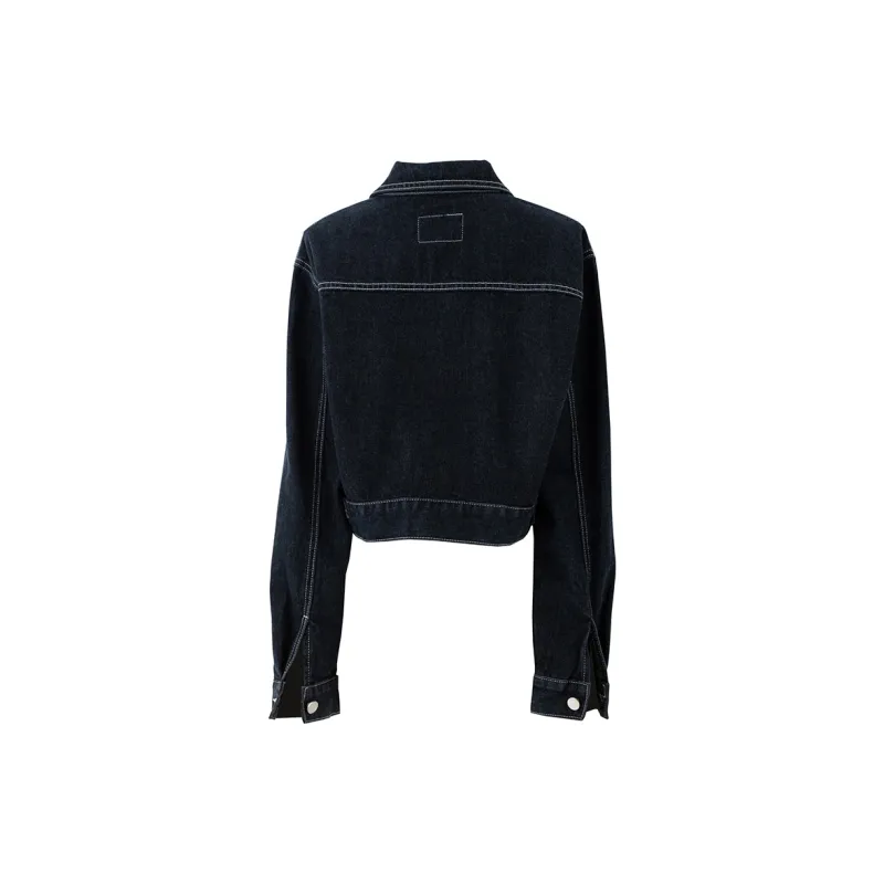 SOON FLOWER Cropped Coats Women's Ink Blue-1