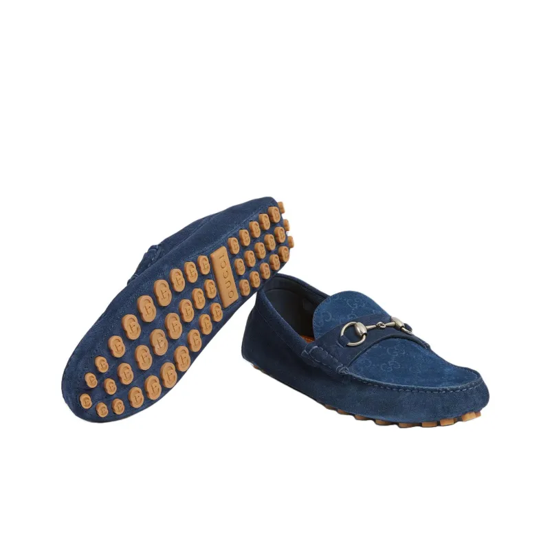 GUCCI Horsebit Beanie Shoes Men's Dark Blue-4