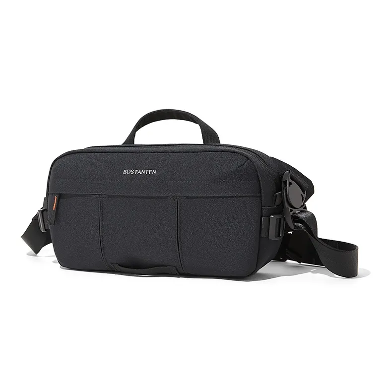 BOSTANTEN Fabric Shoulder Bag, Crossbody Bag, Handbag Men's Black-2
