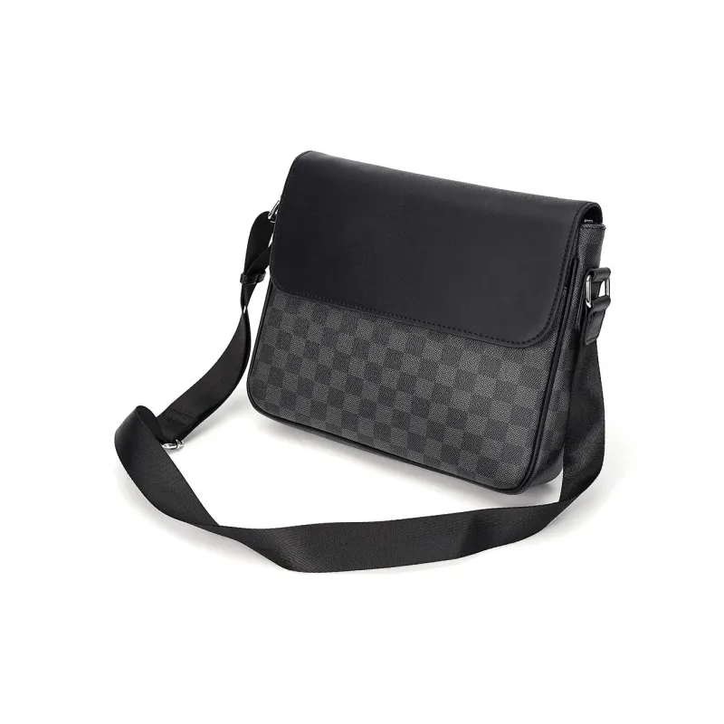 Fillove PVC One Shoulder Crossbody Bag Regular Men's Black-2