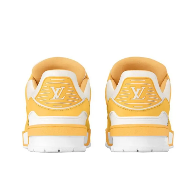 LOUIS VUITTON Trainer Low Top Skateboard Shoes Women's Yellow White-4