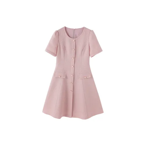 XIANGYING Short-Sleeved Dresses Women's Pink