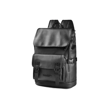 ONRF PVC Leather Backpack Travel Bag Laptop Bag Students Backpack Large Size Unisex Black