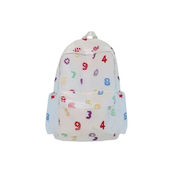 Rainbow Girl Nylon Backpack Regular Women's Multicolor Numbers/Multicolor Grid Stripes