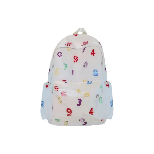 Rainbow Girl Nylon Backpack Regular Women's Multicolor Numbers/Multicolor Grid Stripes